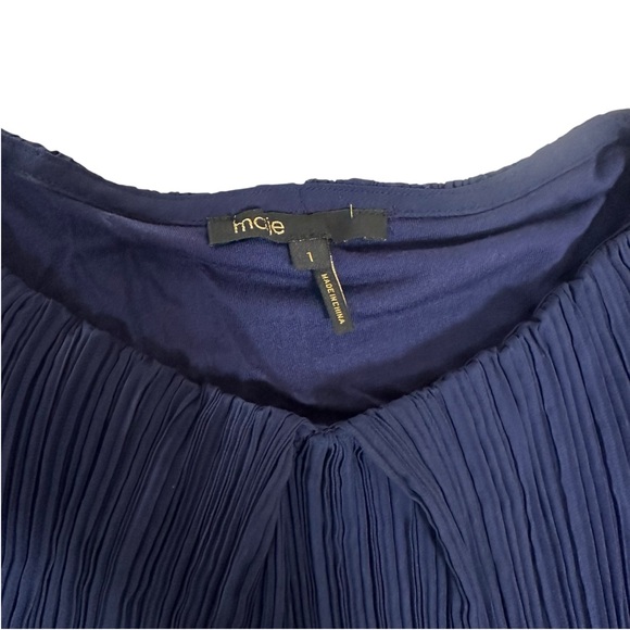 Maje RADZY Pleated Ruffle Tiered Dress Navy - Picture 7 of 10